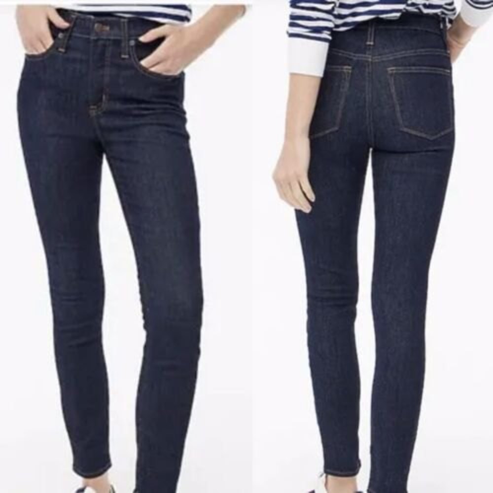 New J. Crew Womans Stretch Med Rise Skinny Jeans Sz 27 Dark 28x28 RN 77388